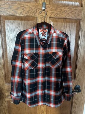 DIXXON Black & Orange Plaid Button-Front Shirt